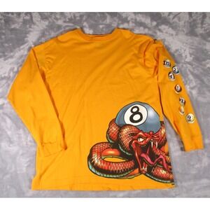 Vintage JNCO Jeans Long Sleeve Shirt XL Yellow 8 Ball Snake Graphic Y2K Made USA